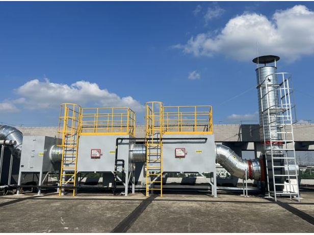 Painting exhaust gas treatment process flow